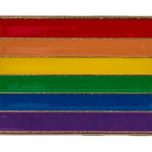Rainbow vėliavos ženkliukas – šešių spalvų pride vėliava stačiakampiu formatu kietojo emalio segė auksiniu rėmeliu
