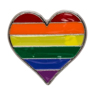 Rainbow širdies segė emalio – šešių spalvų vaivorykštės širdis sidabriniu rėmeliu kietojo emalio pride pin'as