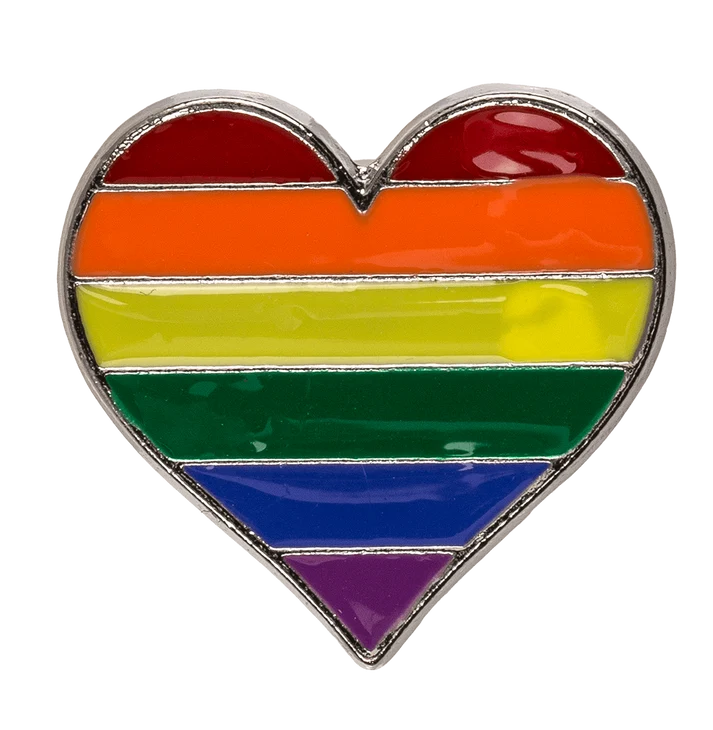 Rainbow širdies segė emalio – šešių spalvų vaivorykštės širdis sidabriniu rėmeliu kietojo emalio pride pin'as